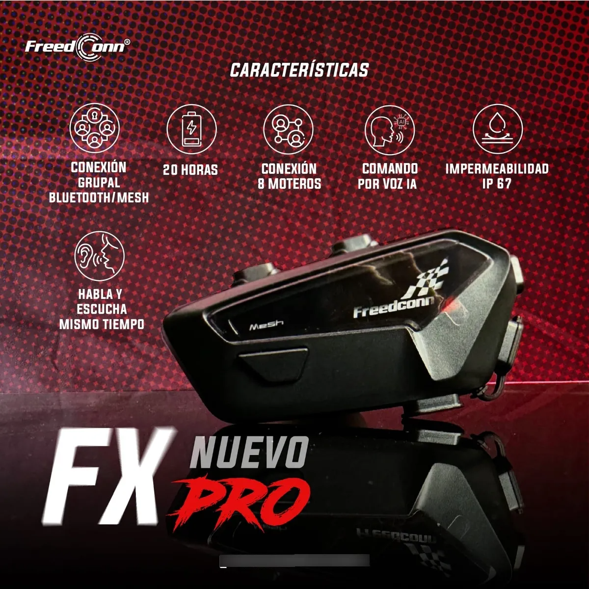 INTERCOMUNICADOR FREED COON FX PRO PRORACER MOTOS 5