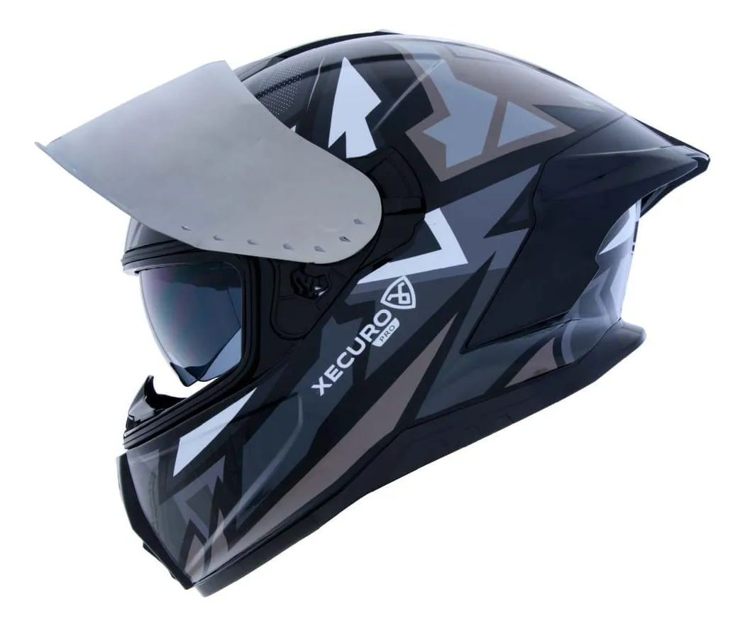CASCOXECUROintegral923grisVISORplataPRORACERMOTOS4