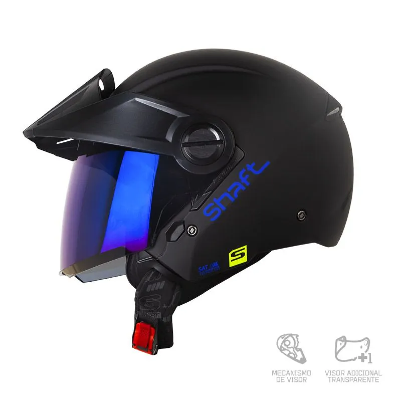 CascoShaft212SolidNegroAZULVisorAZULPRORACERMOTOS2